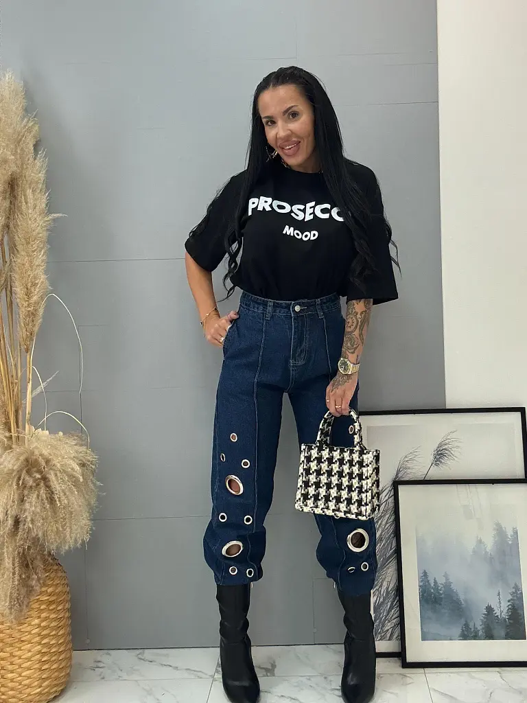 Rifle s vysokým pásom so striebornými detailmi - next