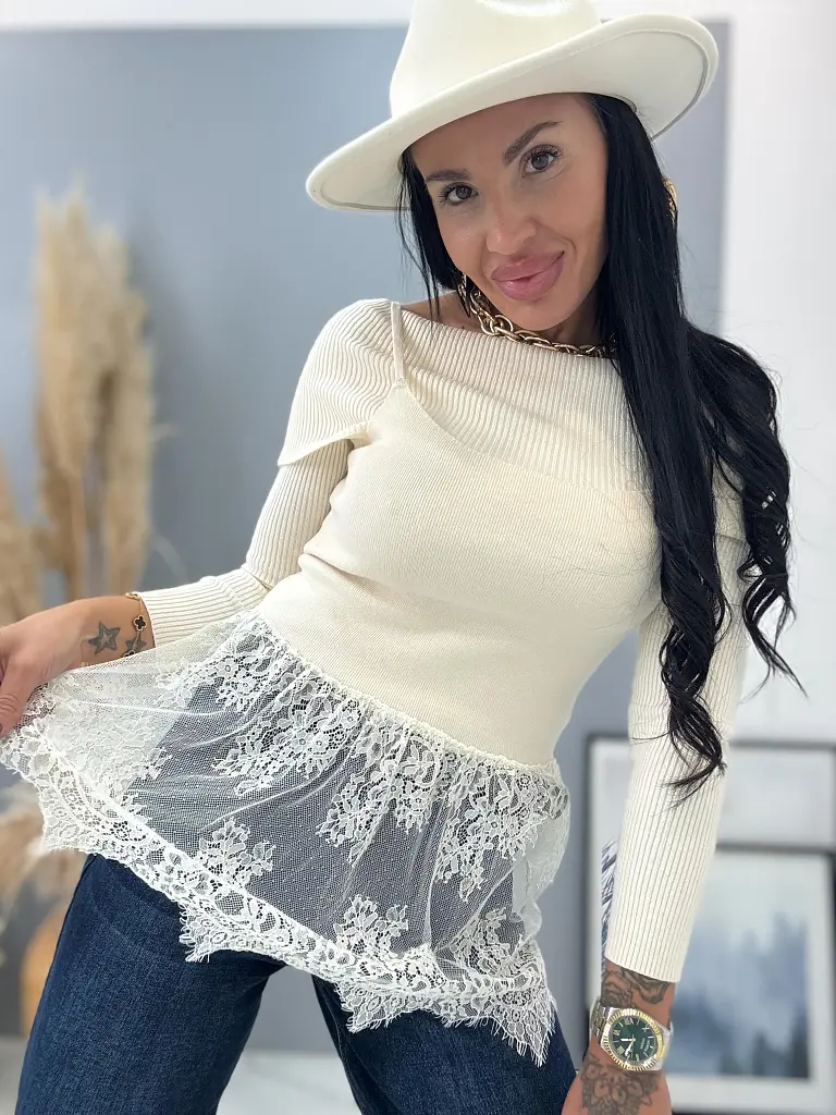 Pulóver s čipkovaným topom KRISTELA