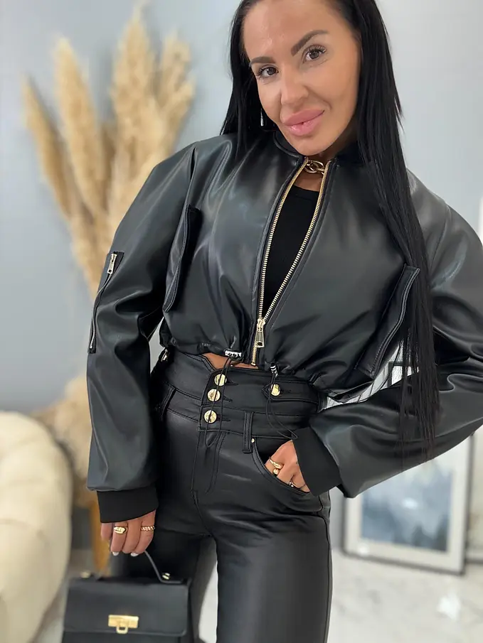 Koženkové slim nohavice SERAVA