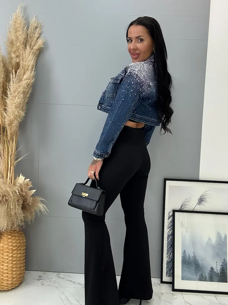 Denim crop kabát s kamienkami SARA - next