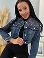 Denim crop kabát s kamienkami SARA