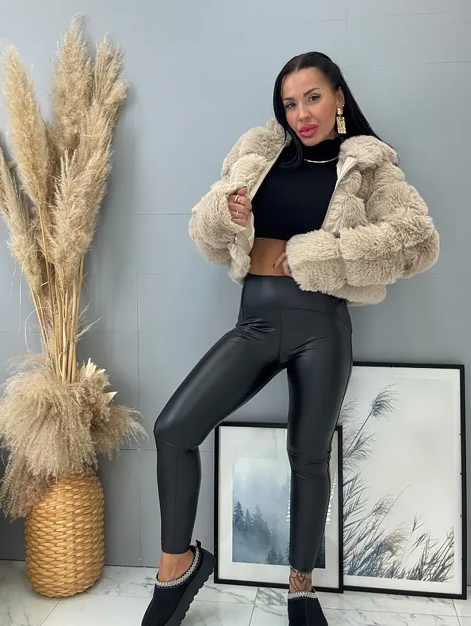 Zateplené koženkové legíny s vysokým pásom+