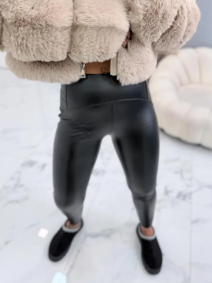 Zateplené koženkové legíny s vysokým pásom+