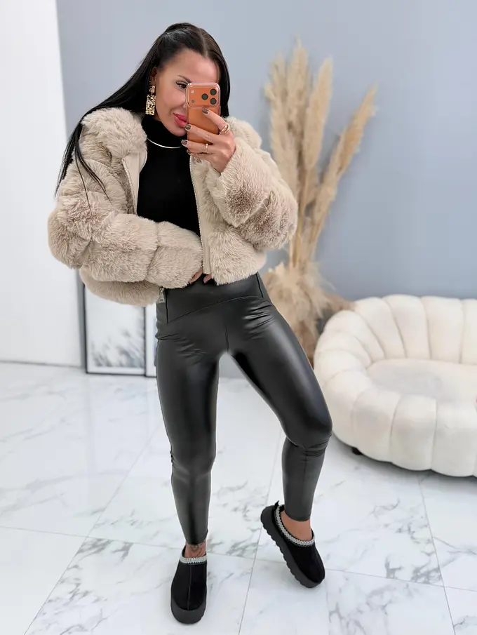 Zateplené koženkové legíny s vysokým pásom+