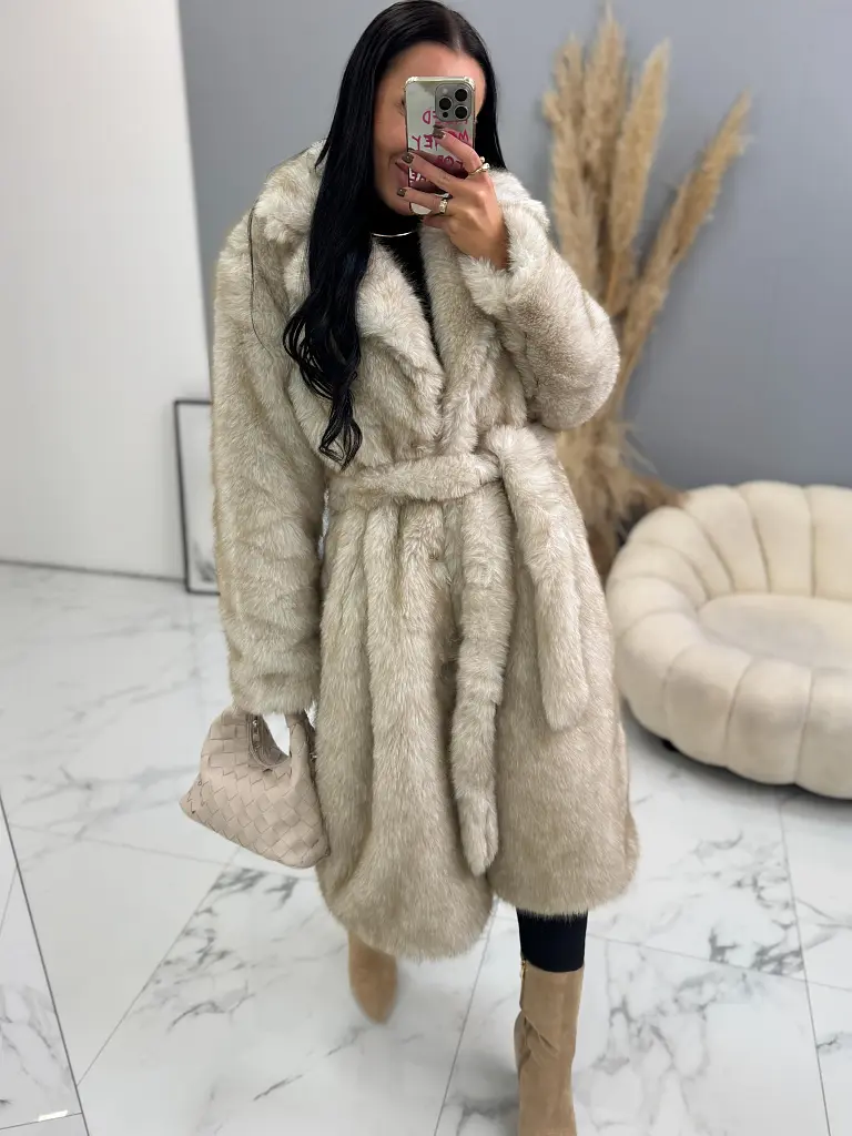 Kožušinová bunda s opaskom MIRANA - next