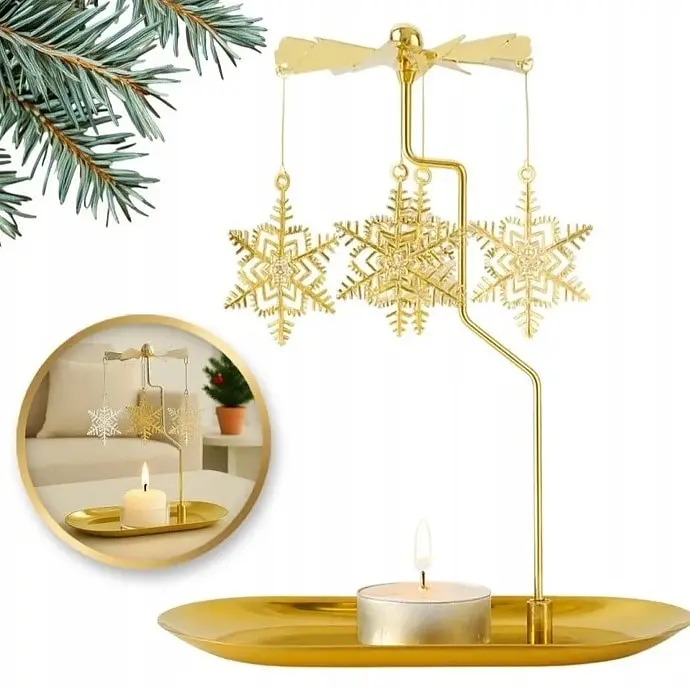 Vianočný rotačný svietnik - snehovými vločkami