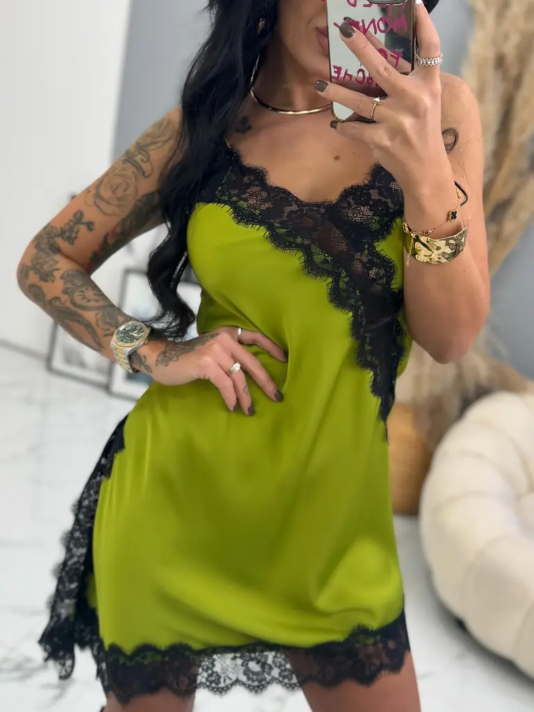 Saténové šaty so čipkou LAYLAH - next