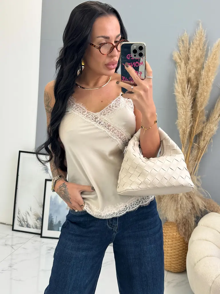 Saténový top s čipkou DAYANA - next