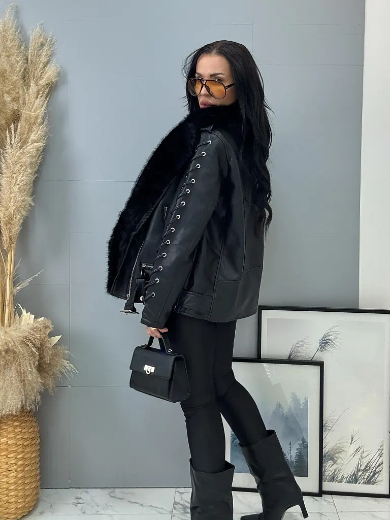 Kožená bunda s kožušinou MARINI - next