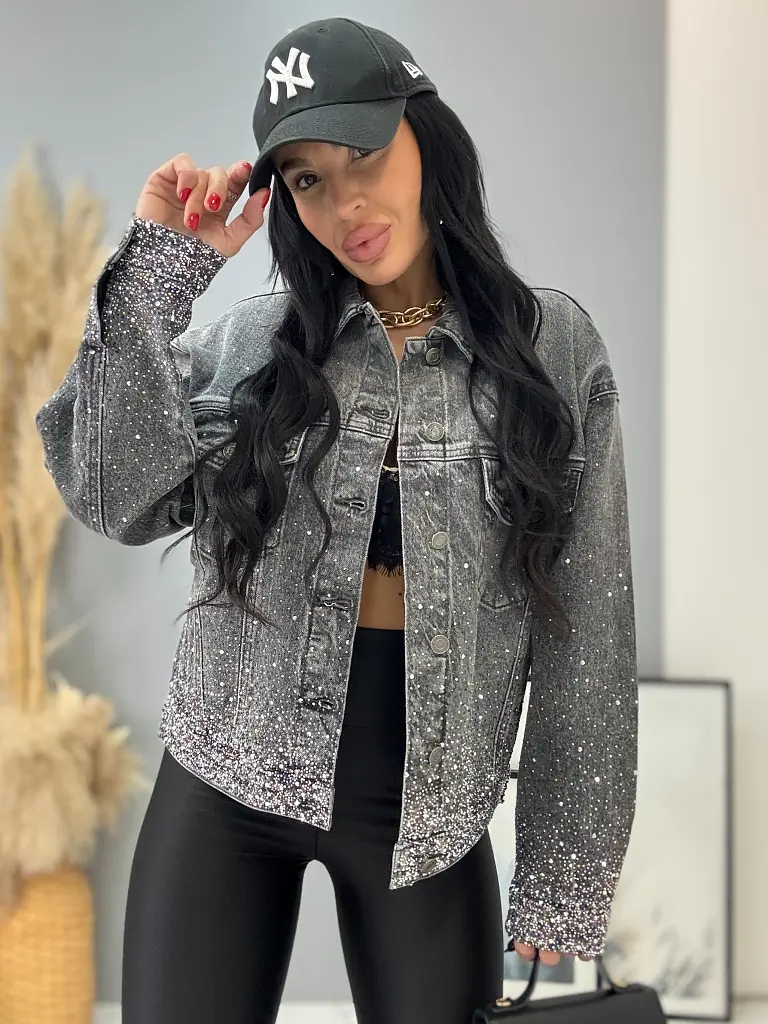 Dámska denim bunda s kamienkami SHELBY