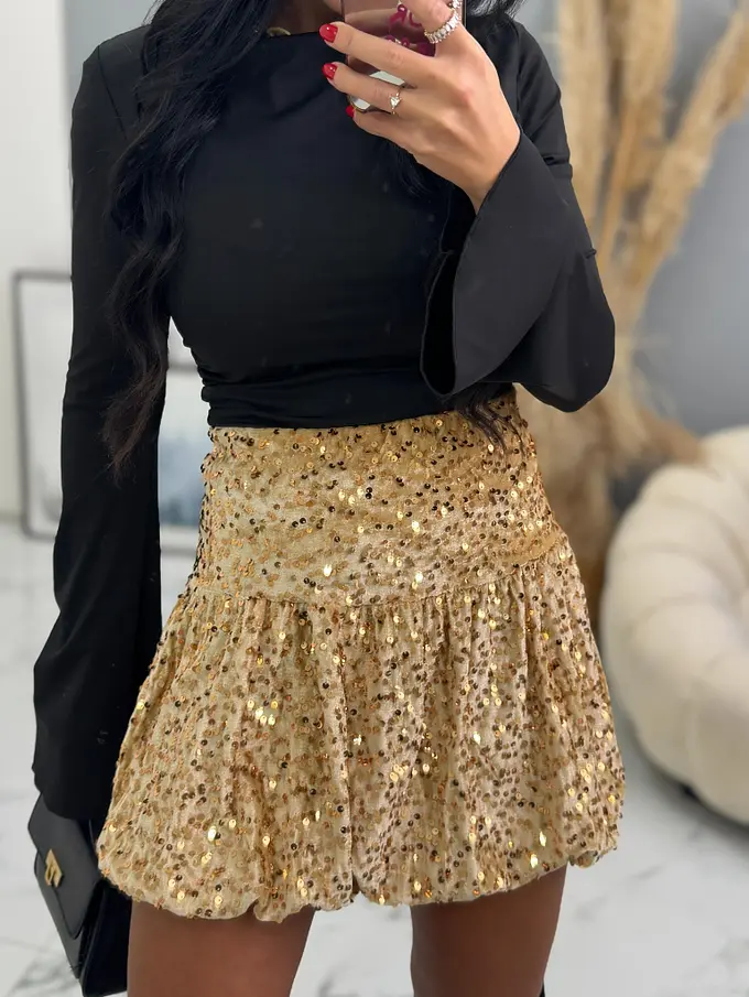 Balónová velvet sukňa zdobená flitrami BRANDY+