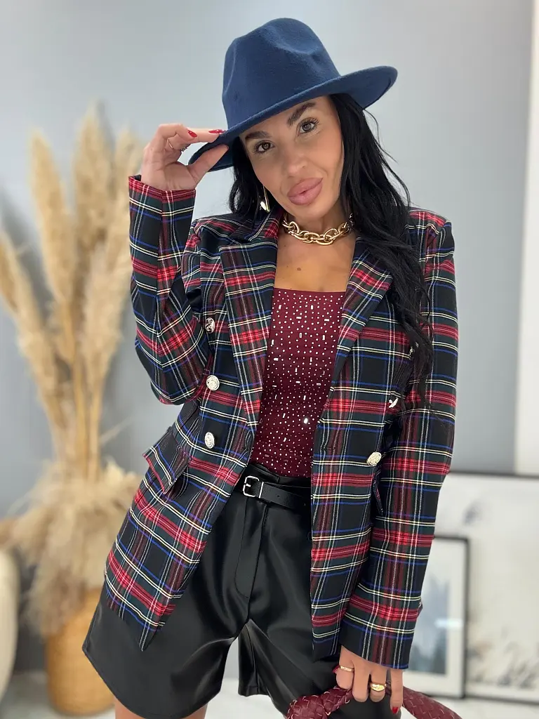 Kárované sako so zlatými gombíkmi MEARA+ - next