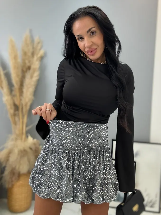 Balónová velvet sukňa zdobená flitrami BRANDY+