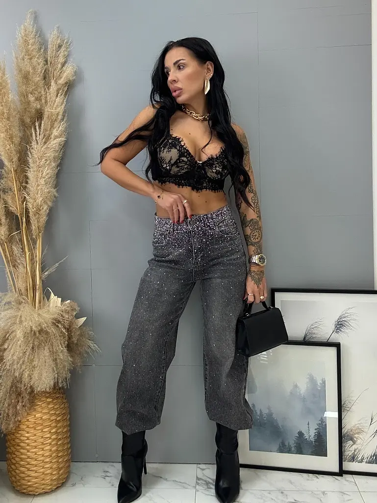 Wide-leg rifle s kamienkami SHELBY - next