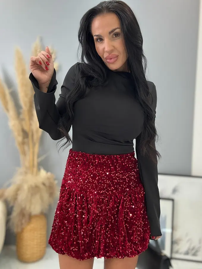 Balónová velvet sukňa zdobená flitrami BRANDY+