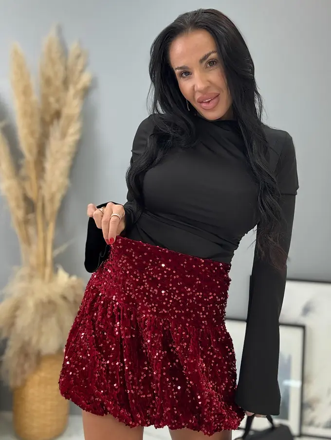 Balónová velvet sukňa zdobená flitrami BRANDY+