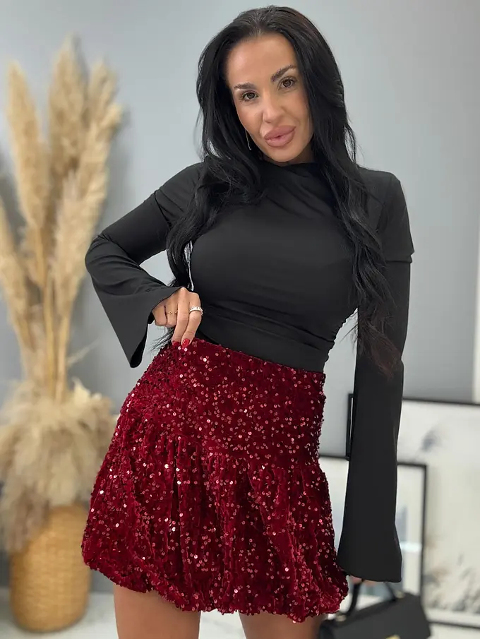 Balónová velvet sukňa zdobená flitrami BRANDY+