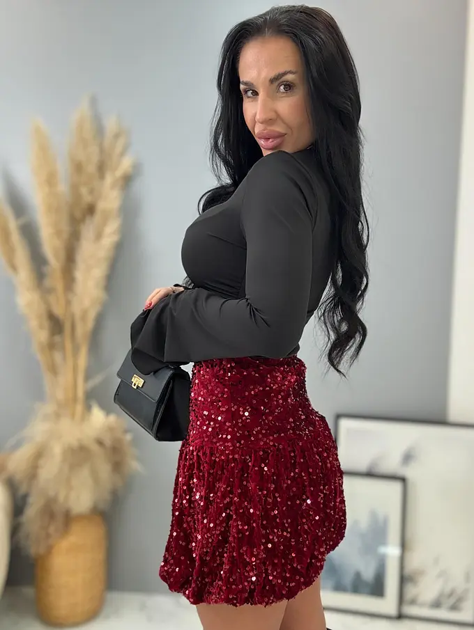 Balónová velvet sukňa zdobená flitrami BRANDY+