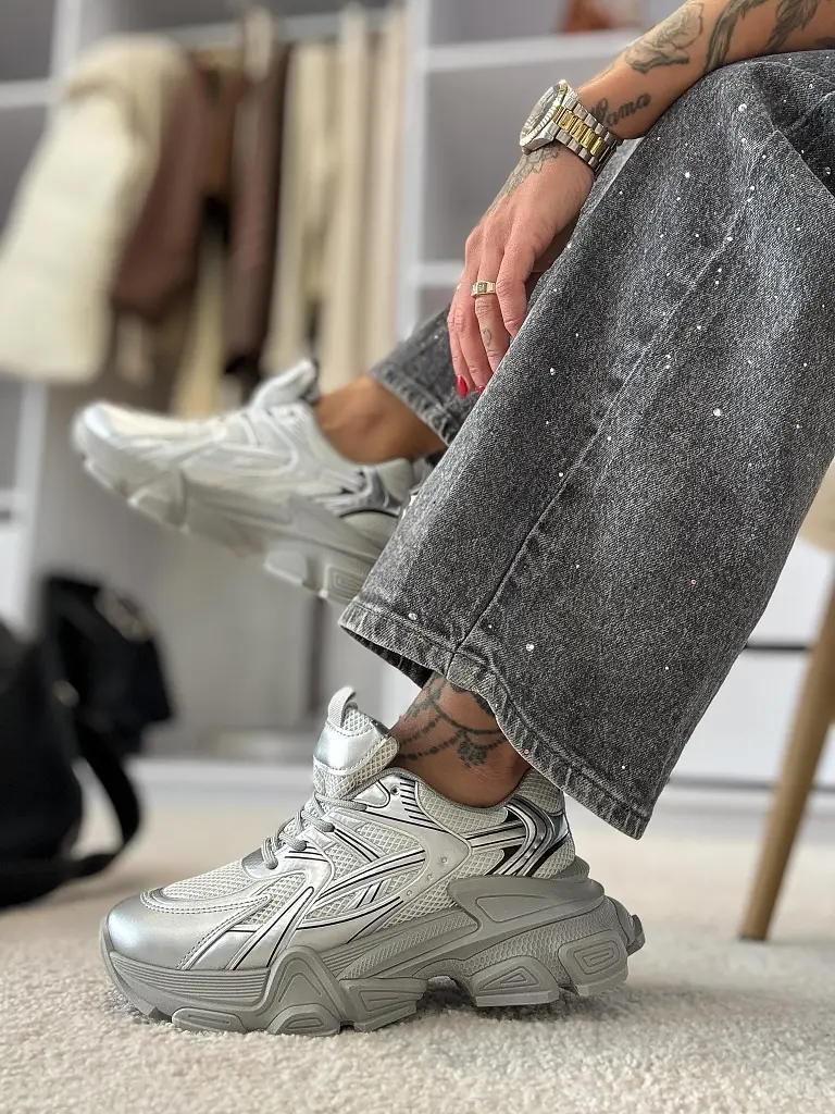 Strieborné platformové tenisky JOANA