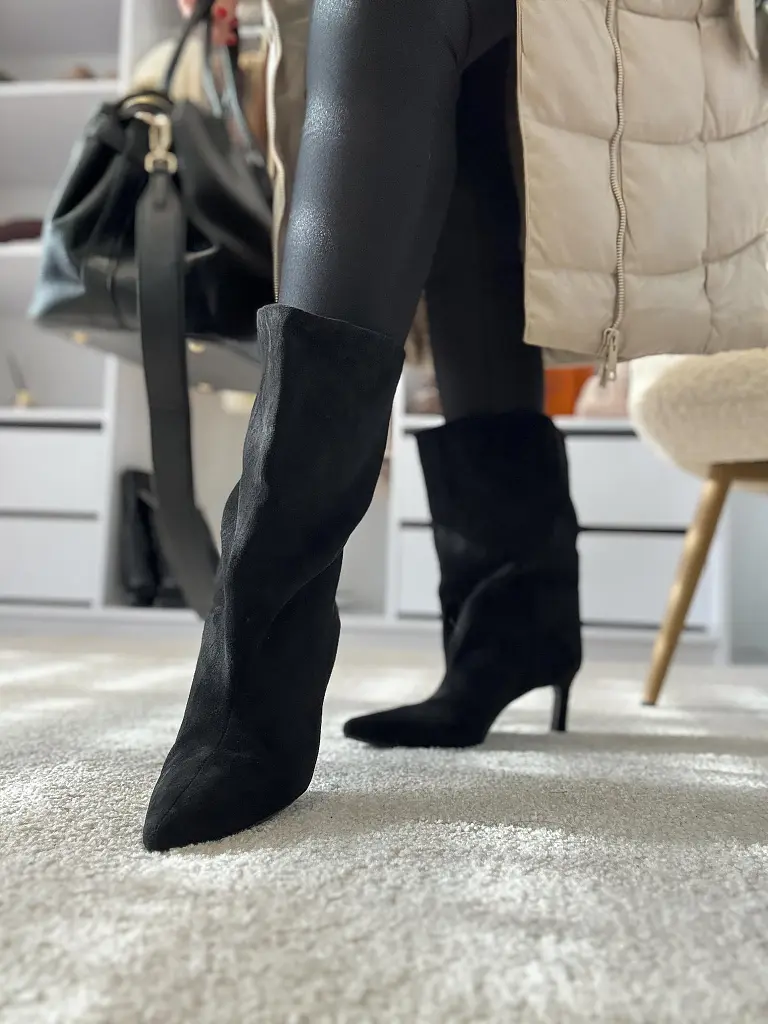 Čierné semišové čižmy AVELENA