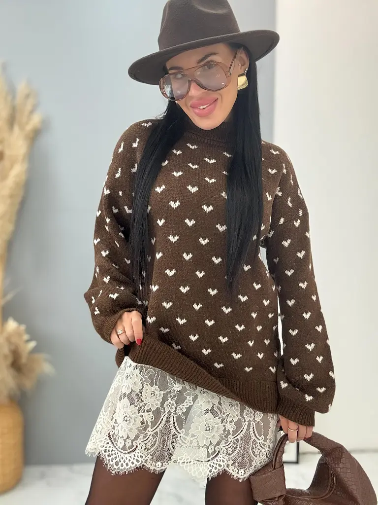 Pletený rolákový pulóver s čipkou FLETA - next