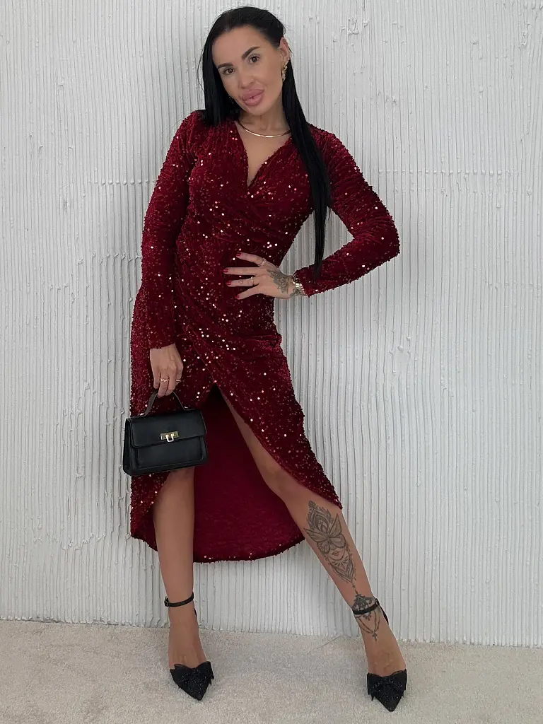 Velvet šaty zdobené flitrami LIZETTE+