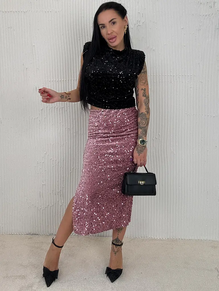 Velvet sukňa zdobená flitrami GABBY+