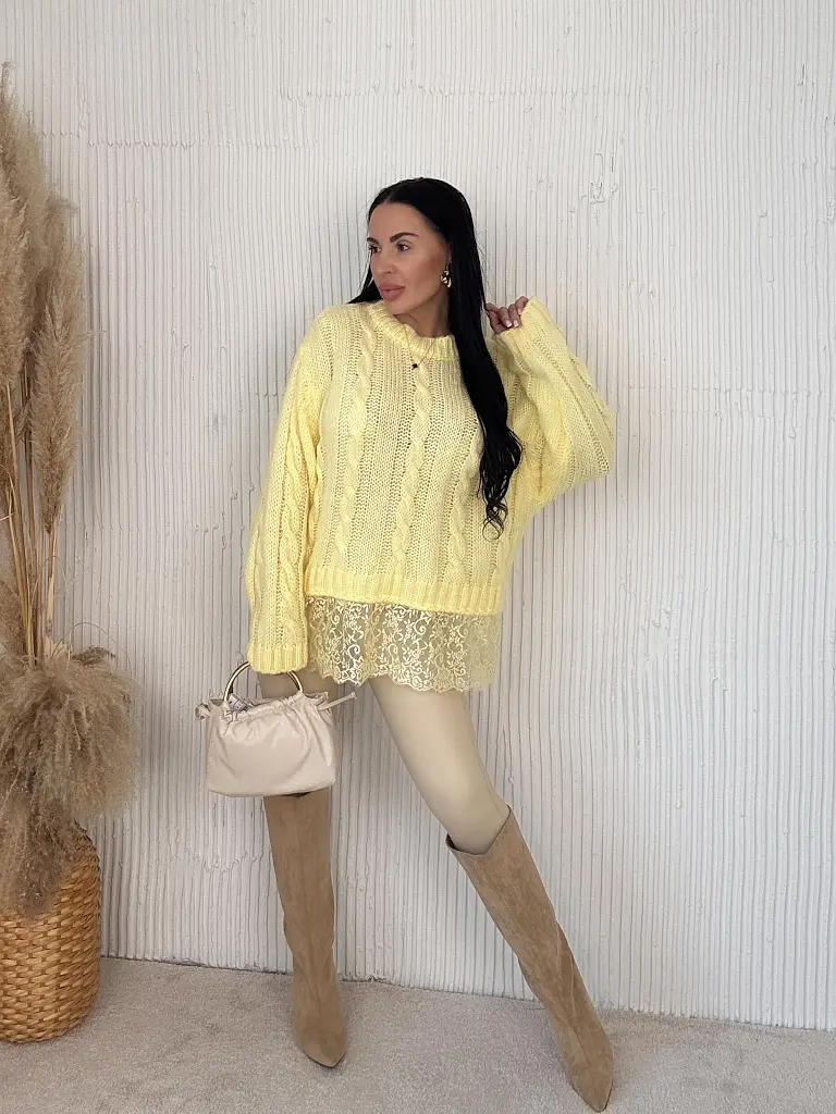 Pletený pulóver s čipkou SOLIRE - next