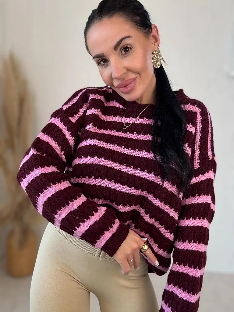 Pletený bordový pulóver DIANA - next