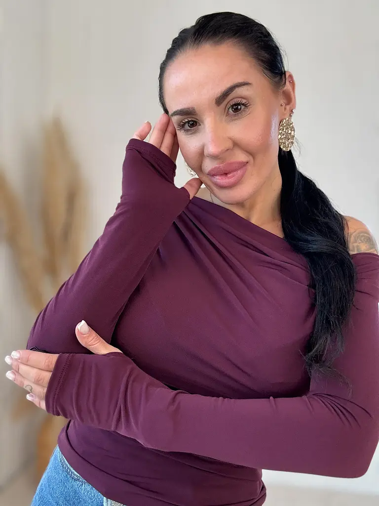 Elastické bordové tričko MINA