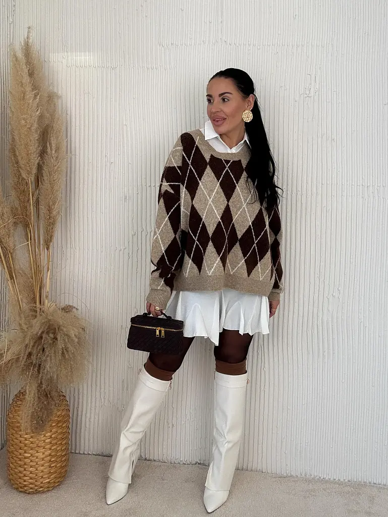 Pletený károvaný pulóver ADAVNA - next