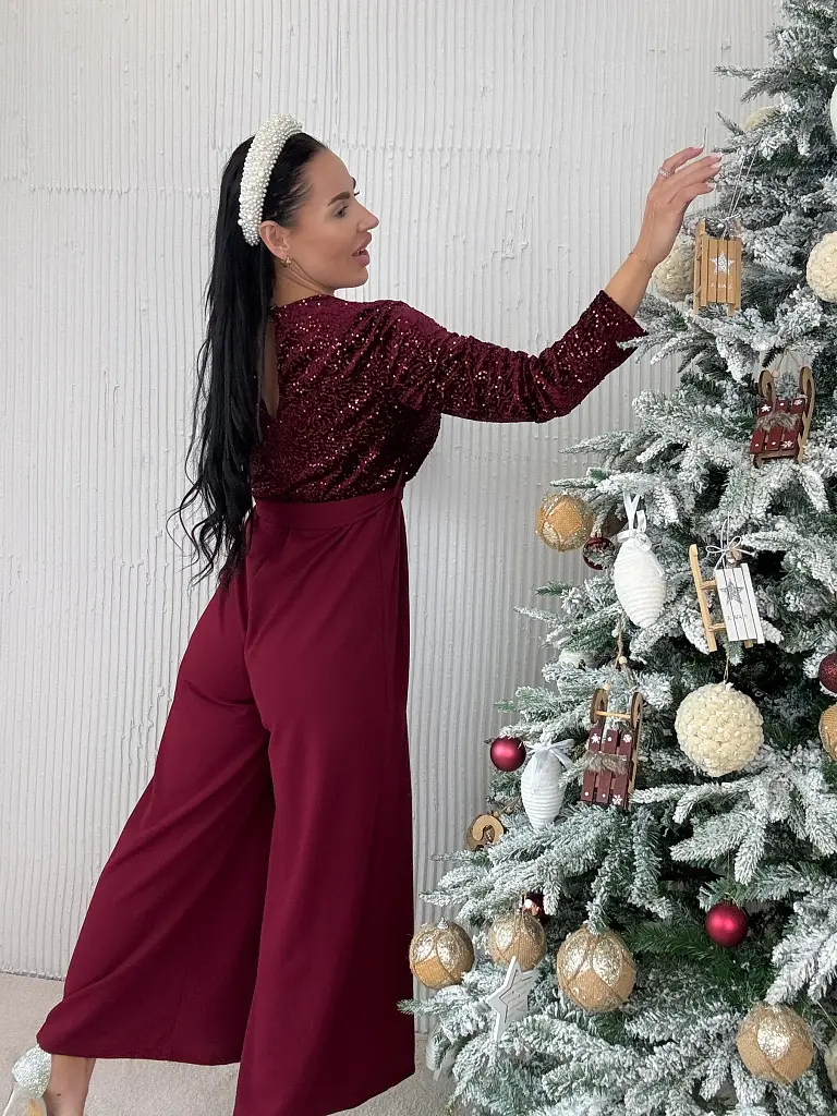 Elegantný overal zdobený flitrami s opaskom FABIOLA - next