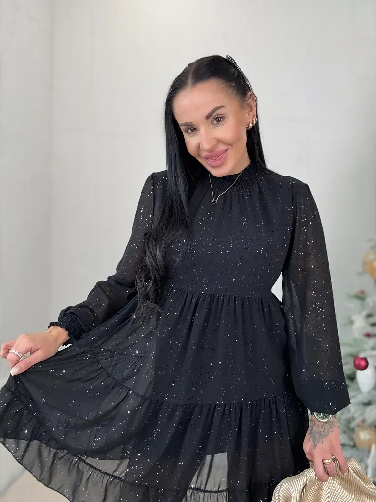 Saténové babydoll šaty s kamienkami ZORINA