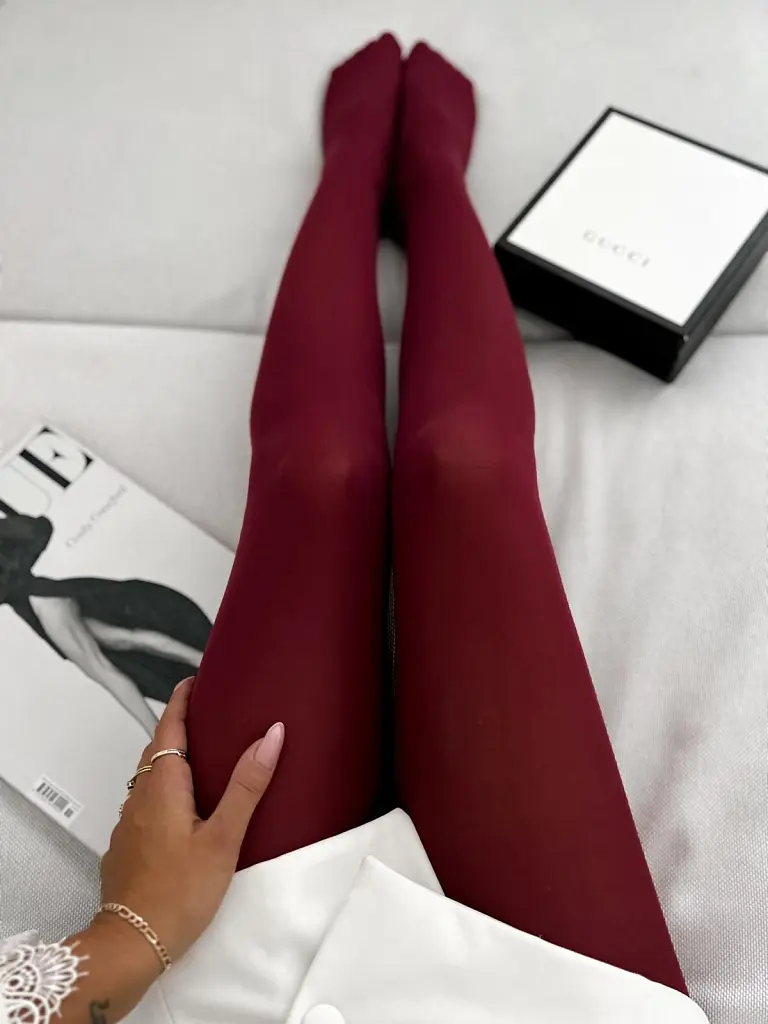 Bordové pančuchové nohavice-