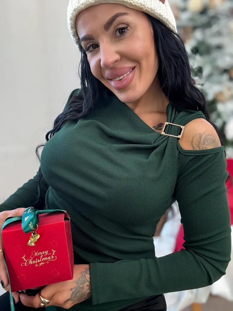 Dámské rebrované tričko so zlatou ozdobou ULANI - next