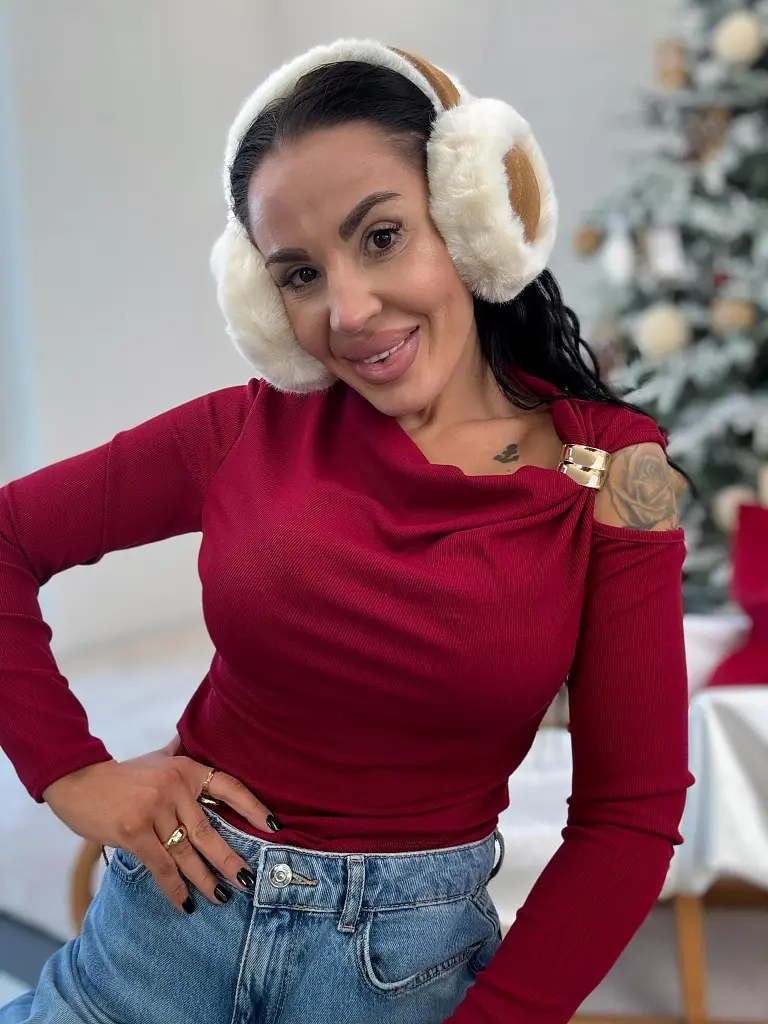 Dámské rebrované tričko so zlatou ozdobou ULANI - next