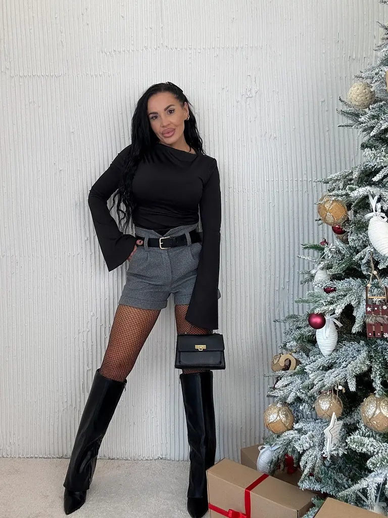 Sivé hrubé šortky s opaskom KALISA - next