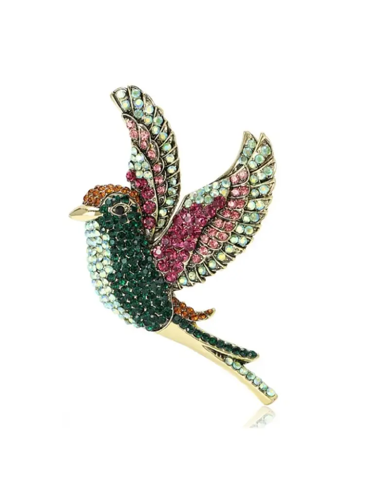 Elegantná brošňa farebný vták