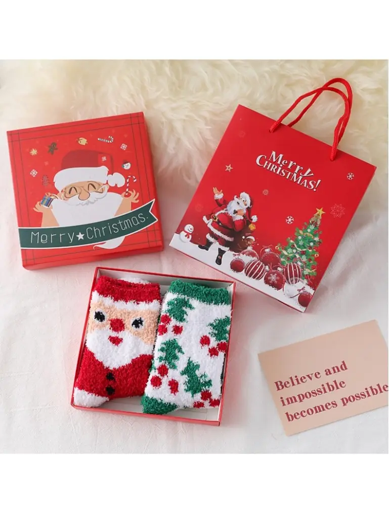 Vianočné ponožky v darčekovej krabičke s darčekovou taškou - next