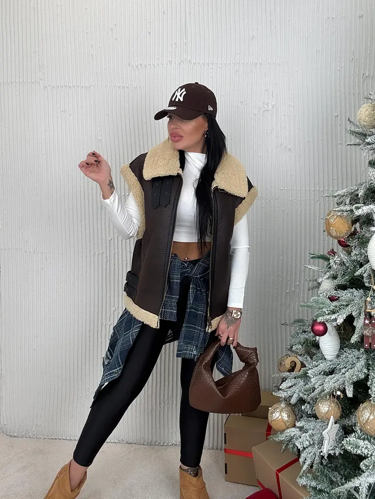 Hnedá zateplená vesta VEYRA