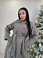 Sivý kabát s opaskom SNUVIA
