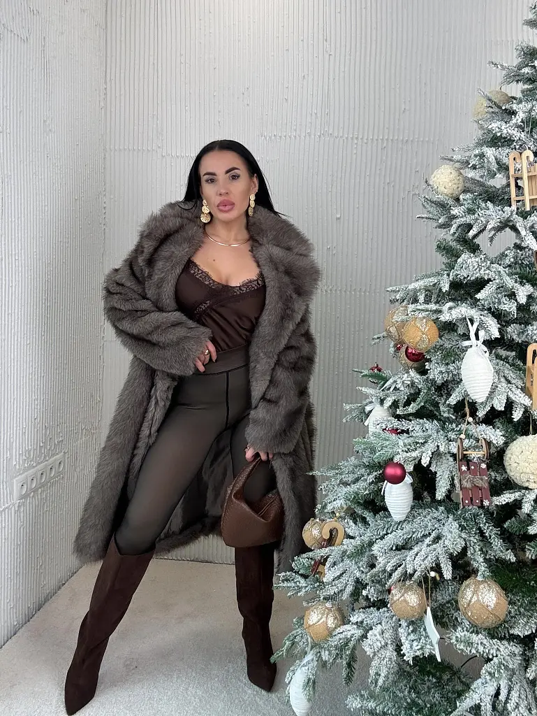 Kožušinová bunda s opaskom MIRANA - next