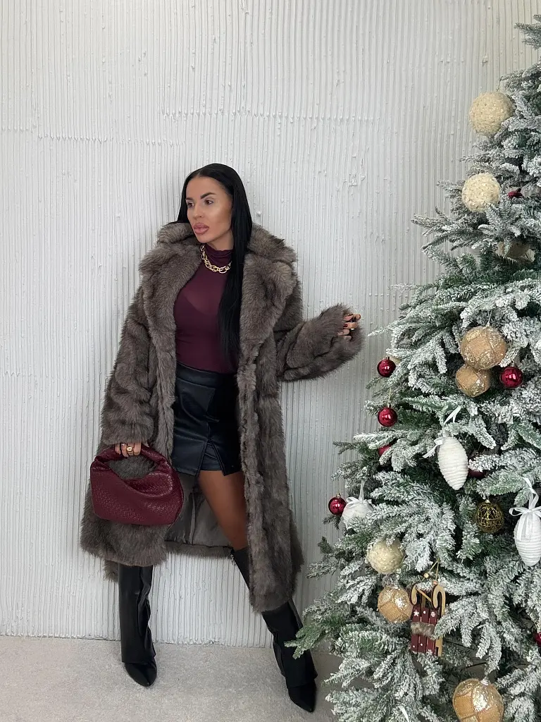 Kožušinová bunda s opaskom MIRANA