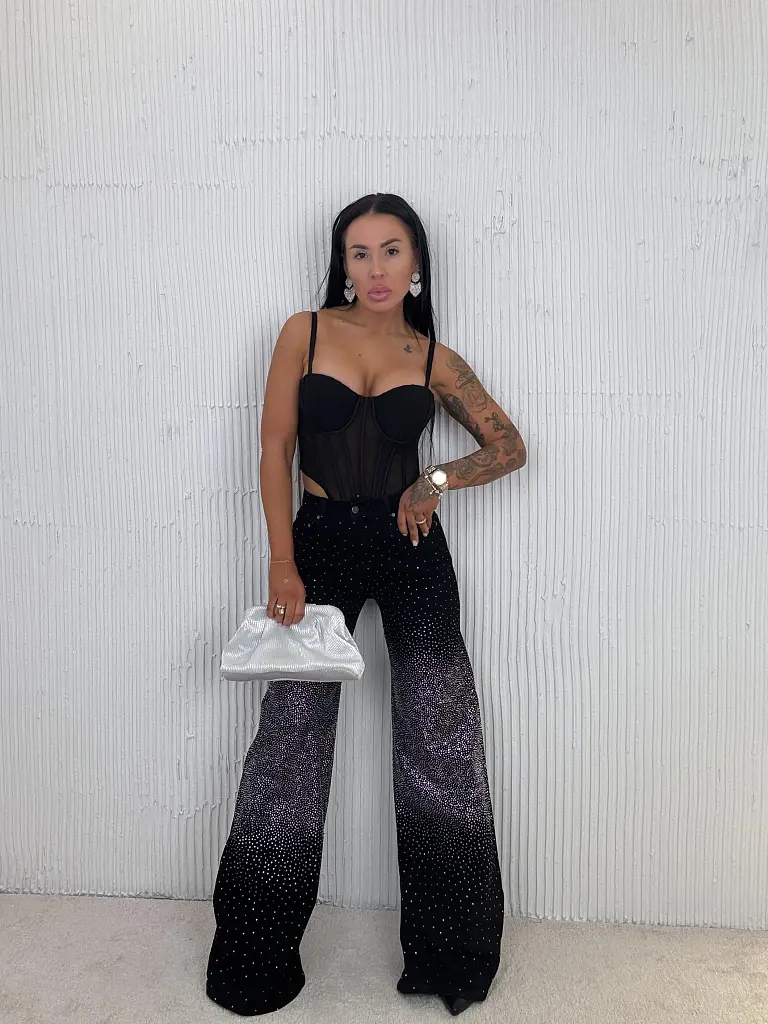 Wide-leg rifle s kamienkami JORDIA