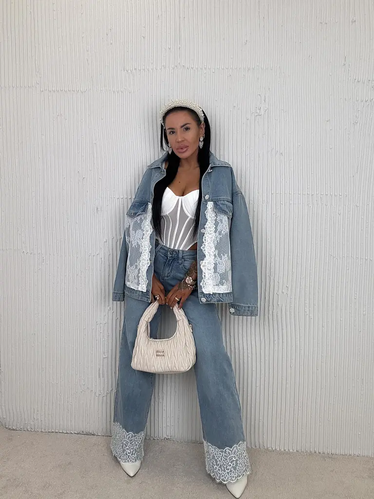 Dámska denim bunda s čipkou ARRYNA - next