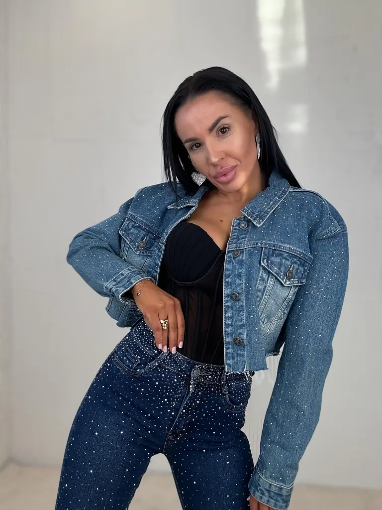 Dámska denim bunda s kamienkami ADALA - next