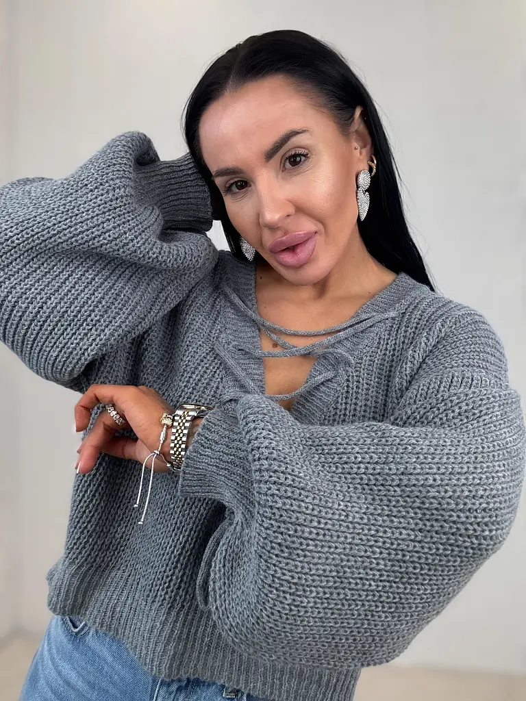 Pletený pulóver so šnurovaním vpredu  ZAFIRA - next