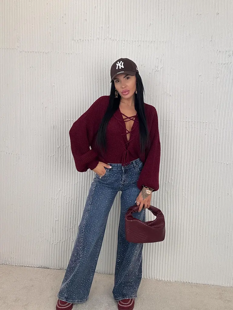 Pletený pulóver so šnurovaním vpredu  ZAFIRA - next