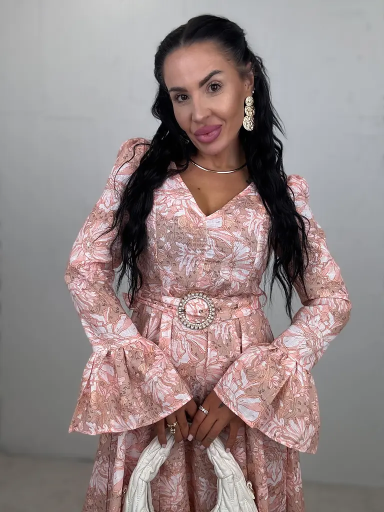 Kvetované maxi šaty s opaskom MARISA+ - next