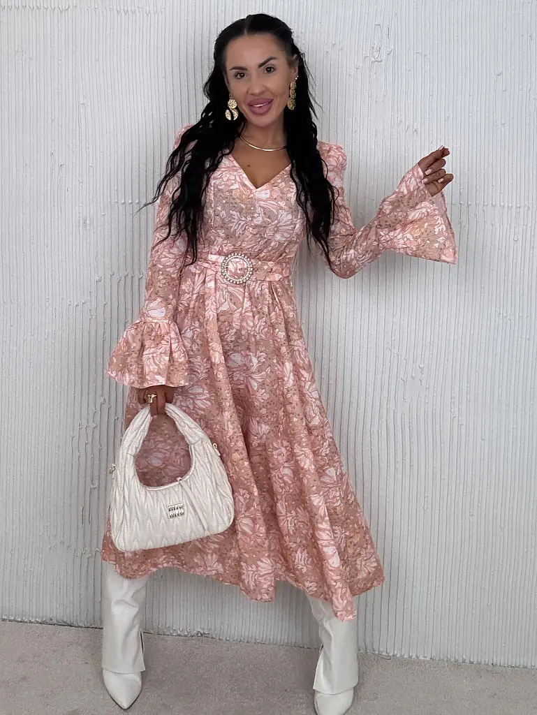 Kvetované maxi šaty s opaskom MARISA+